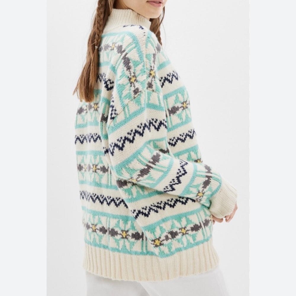 NEW American Eagle Mock Neck Fair Isle Oversized Sweater Cozy Comfy NWOT